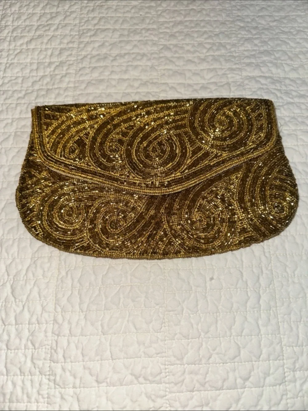 Vintage Gold Beaded Women's Evening Clutch Wedding Formal Ball Flap
